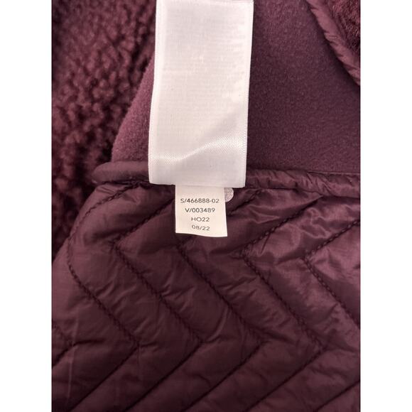 Athleta Jacket 1X Womens Cozy Sherpa Snap Pullover Wine Red Fleece Plus Size - Picture 9 of 9